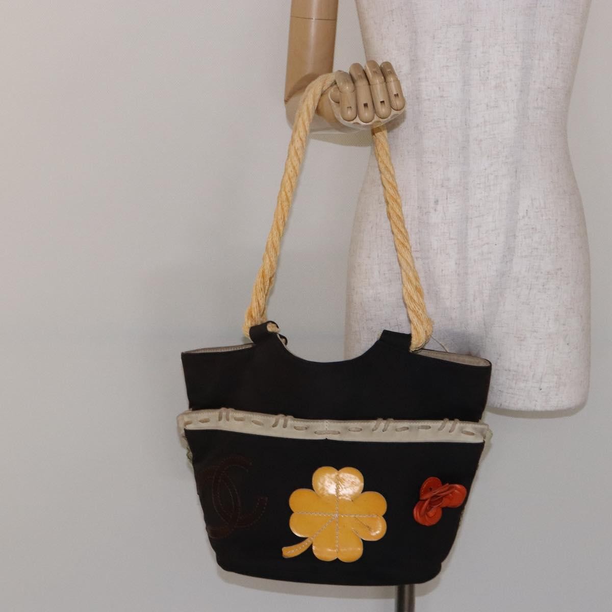 Chanel Camellia Flower Tote Canvas, BLACK, CANVAS, Tote bag