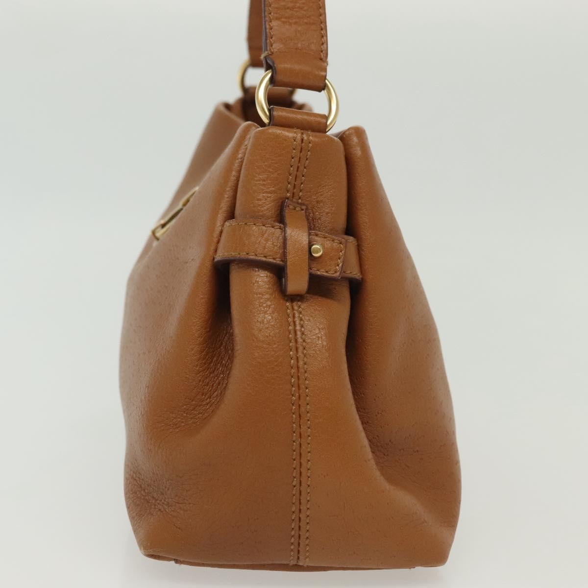 Salvatore Ferragamo Gancini Shoulder Bag Leather, BROWN, LEATHER, Handbag