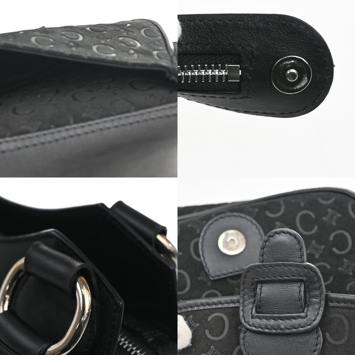 Celine C Macadam Handbag Suede, Black, Suede, Shoulder Bag