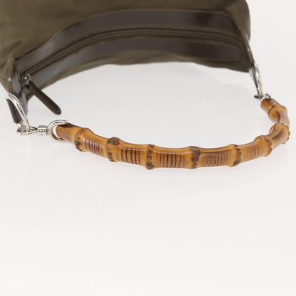 Gucci Vintage Bamboo Handle Bag Nylon, KHAKI, NYLON, Handbag