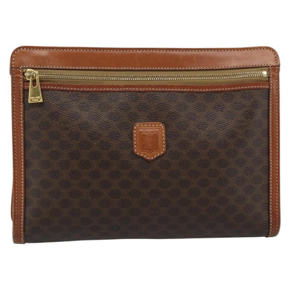 Celine Macadam Pochette Canvas, Brown, Canvas, Clutch