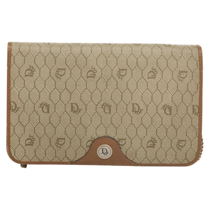 Christian Dior Vintage Honeycomb chain Canvas, BEIGE, CANVAS, Handbag