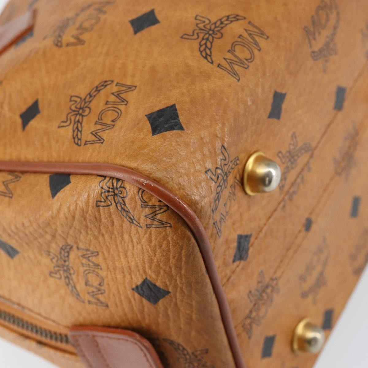 MCM Visetos Handbag Canvas and Leather, BROWN, CANVAS, Handbag