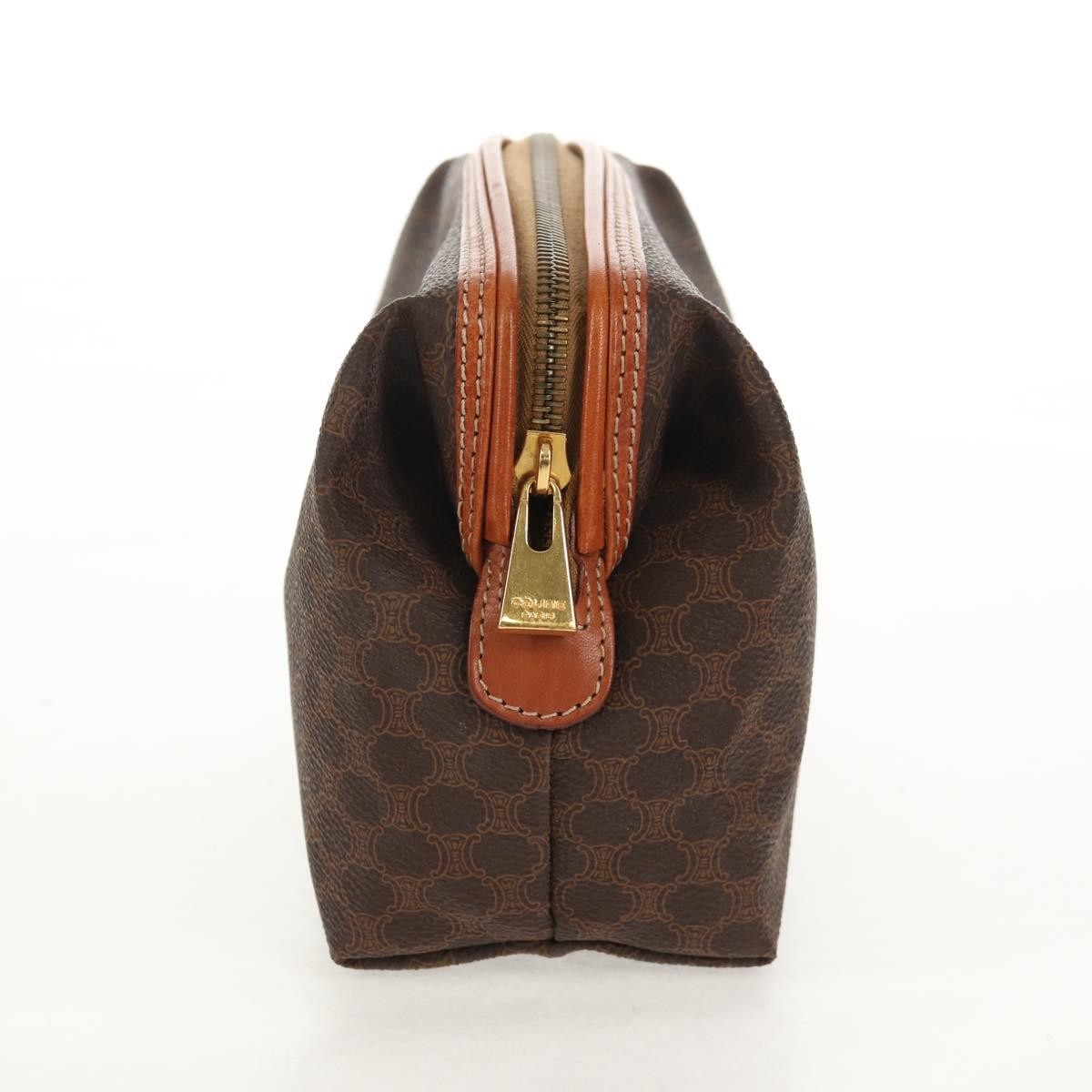 Celine Macadam Pochette Canvas and Leather, BROWN, CANVAS, Clutche & pouche