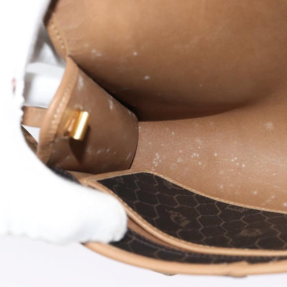 Christian Dior Vintage Honeycomb Flap Crossbody Bag Coated Canvas, BLACK, CANVAS, Crossbody bag