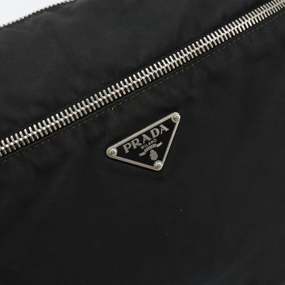 Prada Front Zip Messenger Bag Tessuto, BLACK, NYLON, Shoulder bag