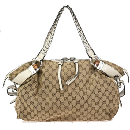 Gucci Bamboo Bar Shoulder Bag GG Canvas, BROWN, CANVAS, Shoulder bag