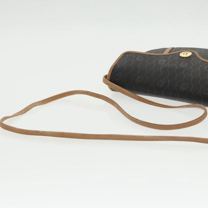 Christian Dior Vintage Honeycomb Flap Crossbody Bag Coated Canvas, BLACK, CANVAS, Crossbody bag