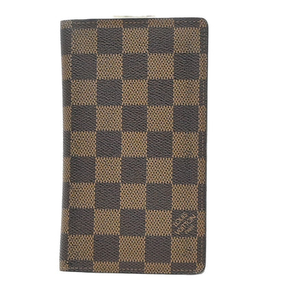 Louis Vuitton Checkbook Cover Damier, BROWN, CANVAS, Wallets