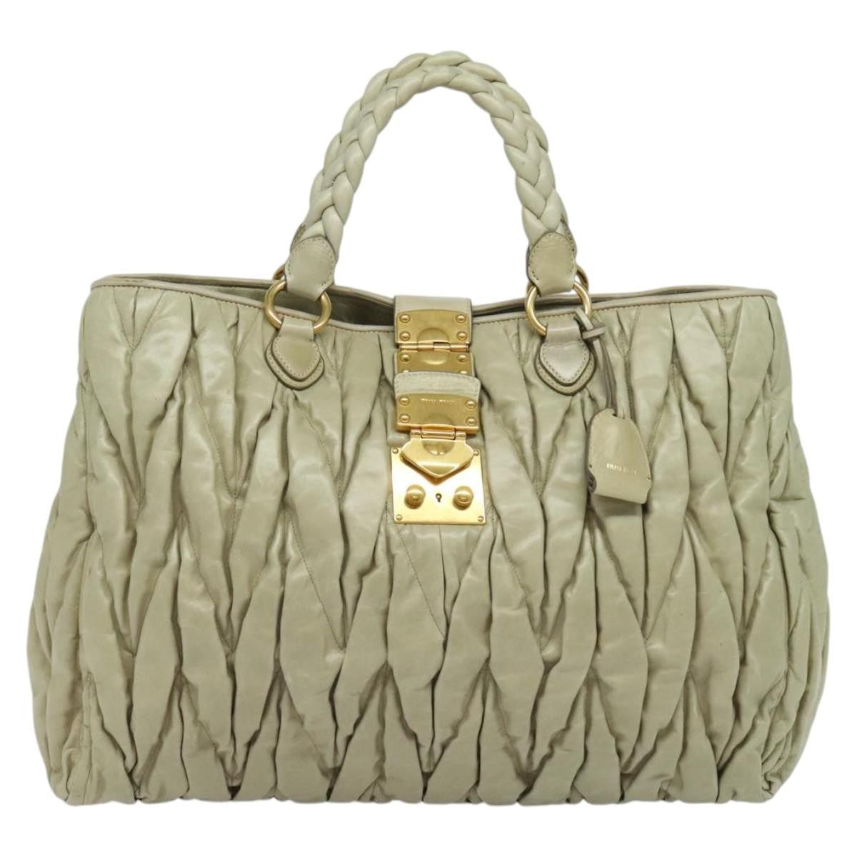 Miu Miu Coffer Convertible Satchel Leather, BEIGE, LEATHER, Handbag