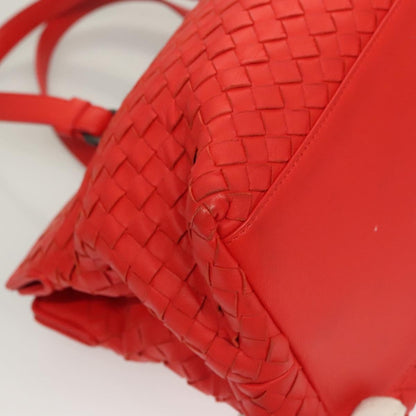 Bottega Veneta Open Shopping Tote Intrecciato Nappa, RED, LEATHER, Tote bag