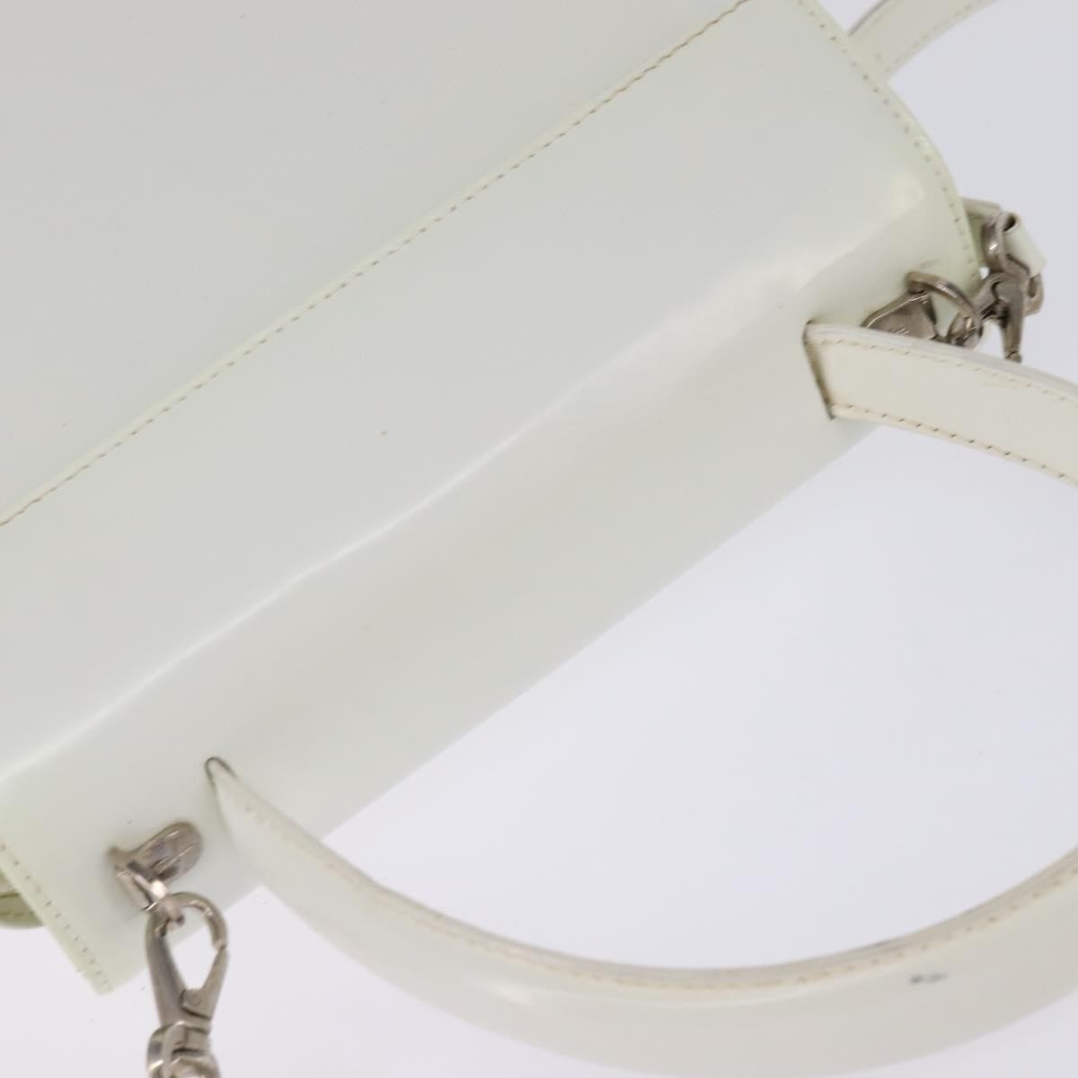 Salvatore Ferragamo Gancini handbag Patent leather, WHITE, PATENT_LEATHER, Handbag