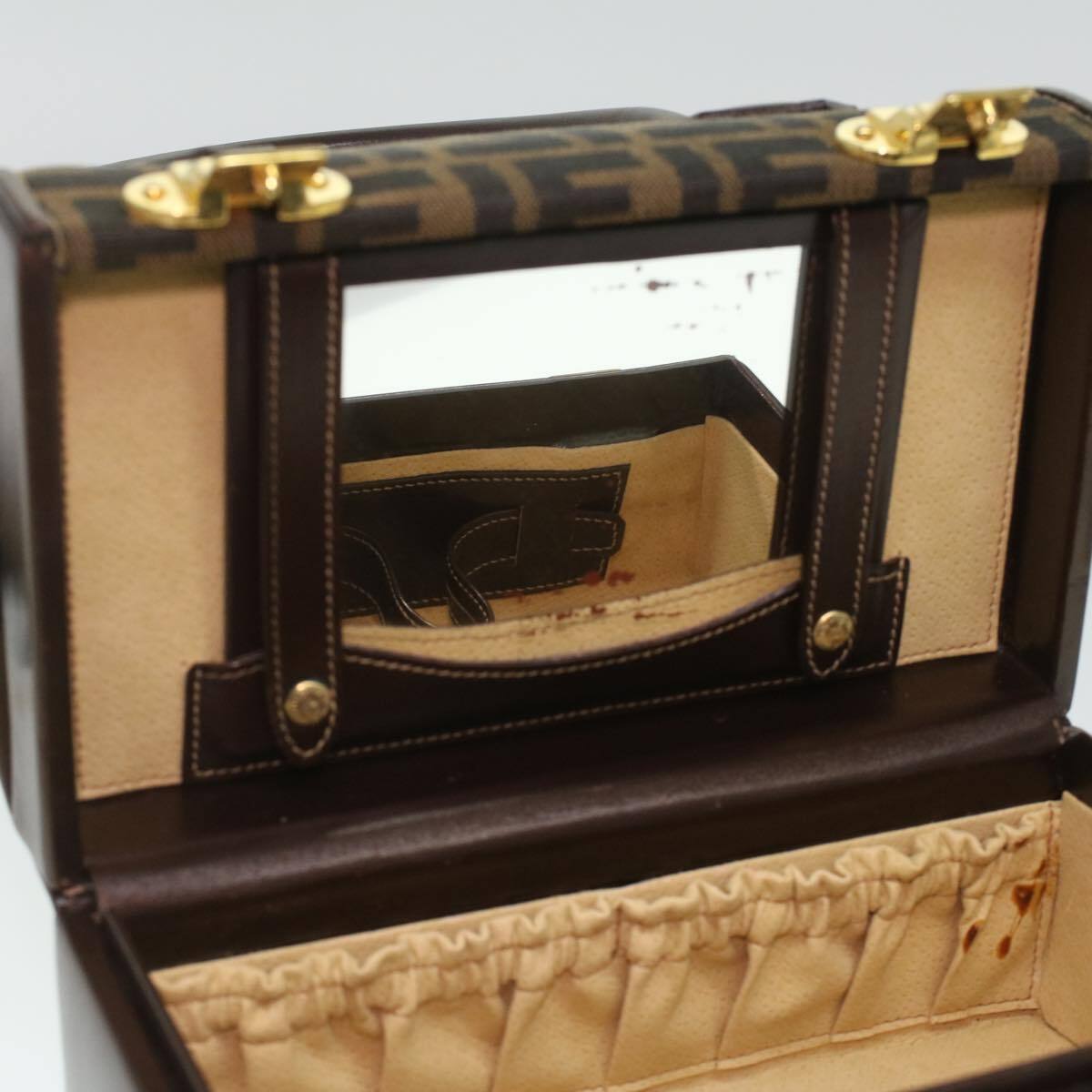 Fendi Vintage Top Handle Lock Box Bag Zucca Canvas, BROWN, CANVAS, Handbag