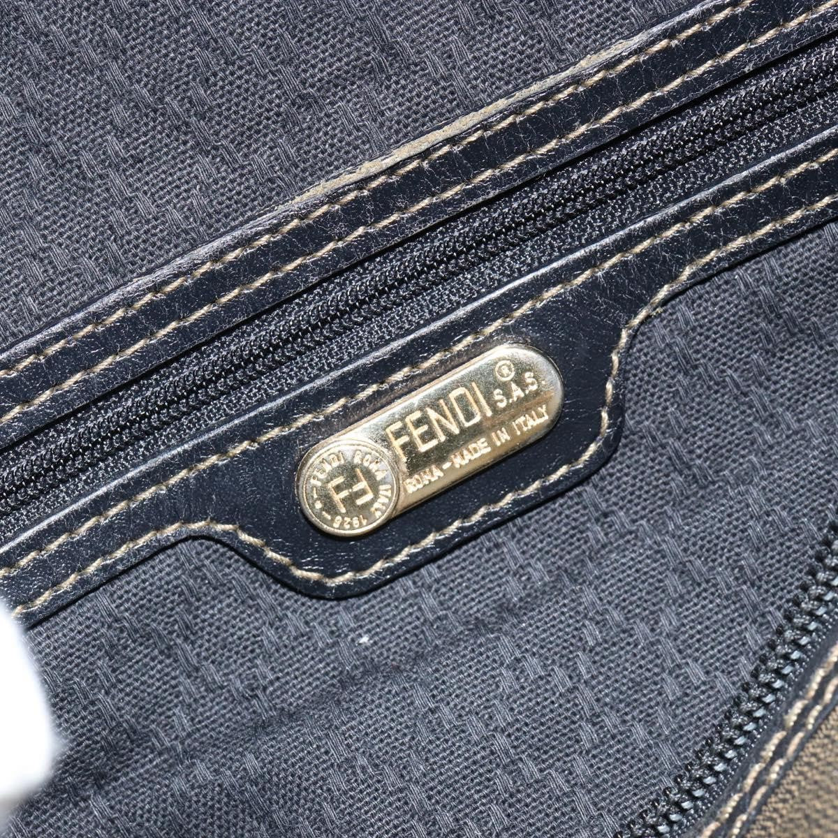 Fendi Vintage Pequin Boston Bag Coated Canvas, BROWN, CANVAS, Handbag