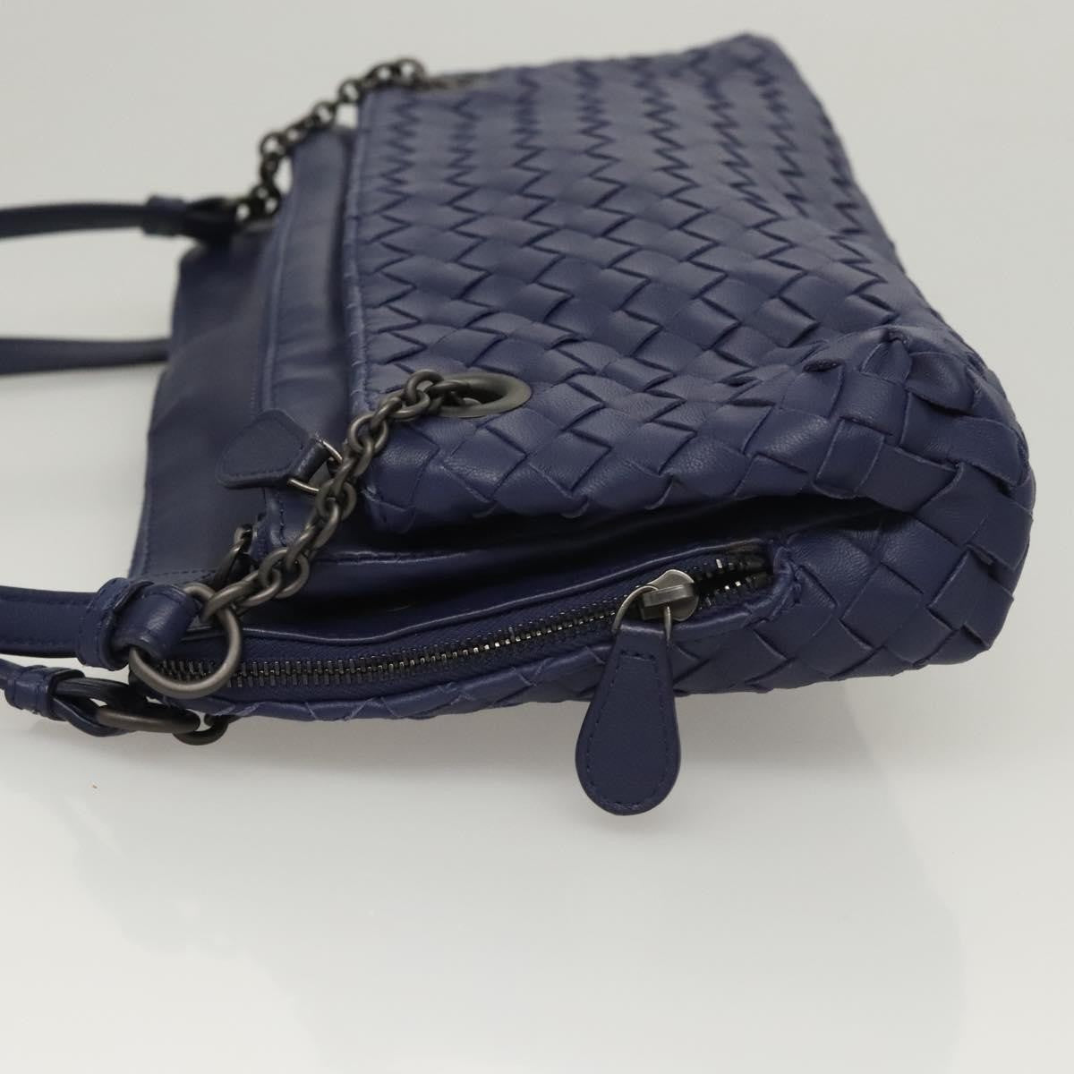 Bottega Veneta Intrecciato Leather, NAVY, LEATHER, Handbag