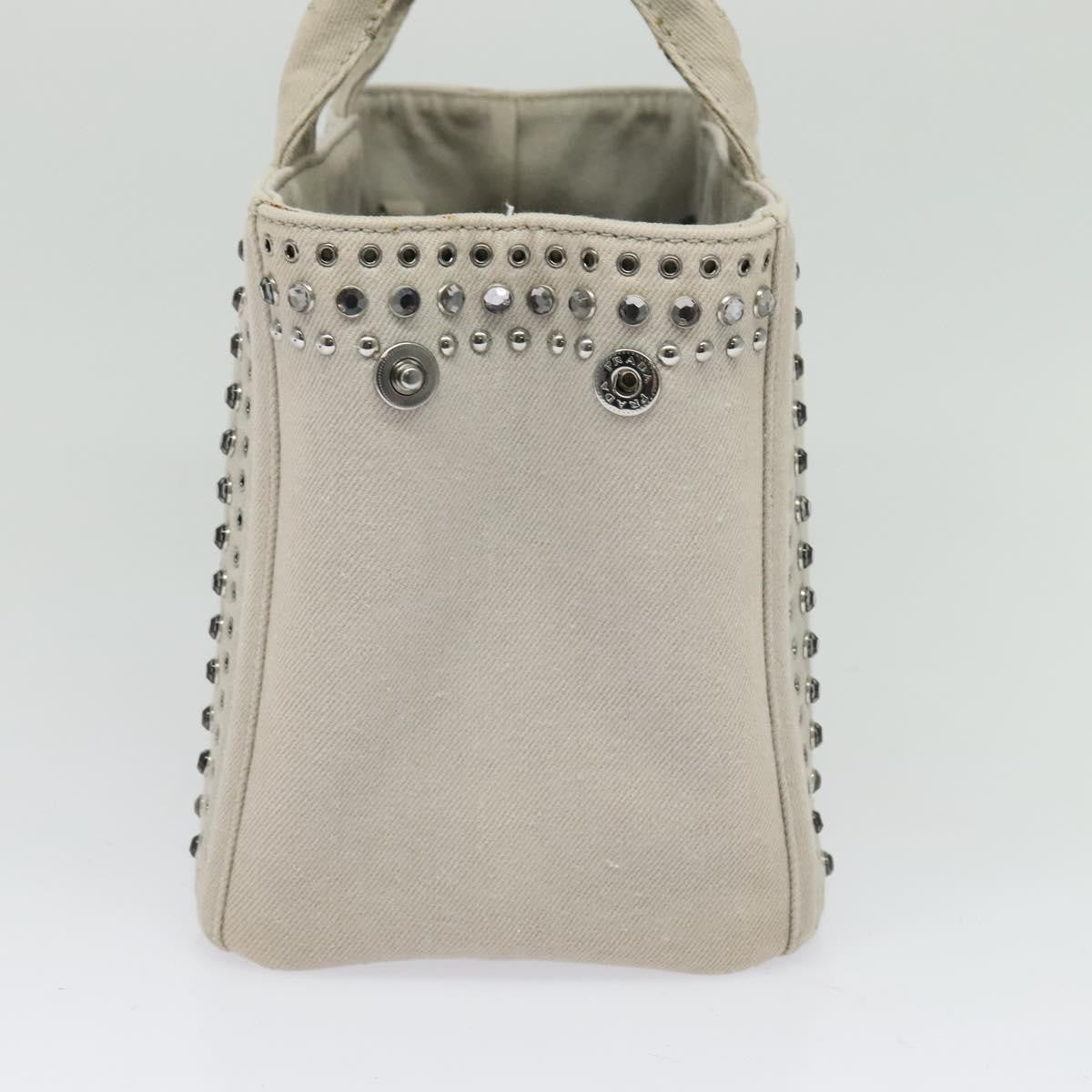 Prada Canapa Convertible Tote Rhinestone Embellished Denim, GRAY, CANVAS, Handbag