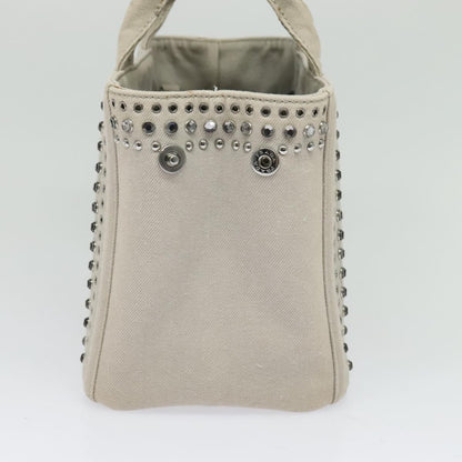 Prada Canapa Convertible Tote Rhinestone Embellished Denim, GRAY, CANVAS, Handbag