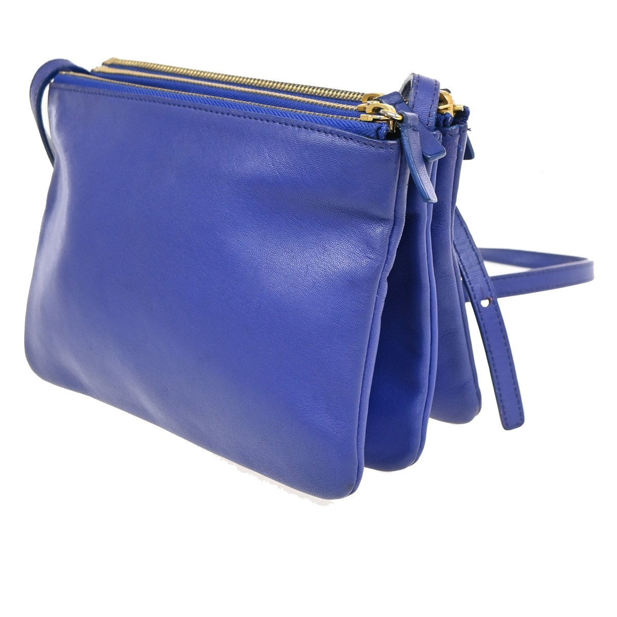 Celine Trio Crossbody Bag Leather, Blue, Leather, Shoulder Bag