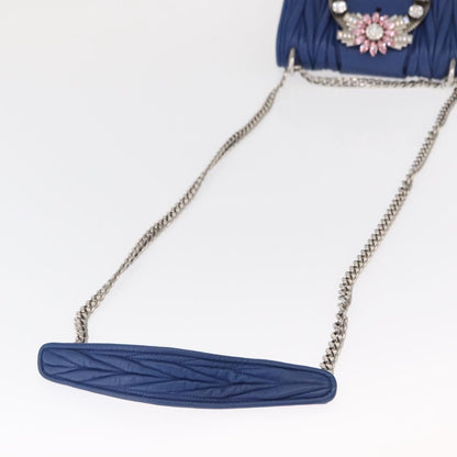 Miu Miu Madras Crystal Buckle Shoulder Bag Leather, Blue, Leather, Shoulder Bag