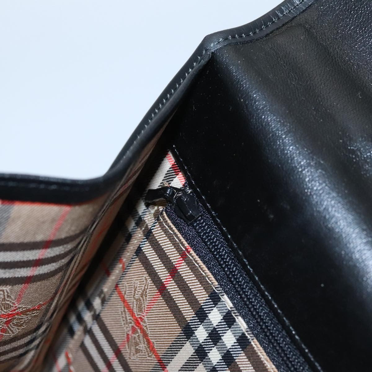 Burberry Vintage Handbag Leather, BLACK, LEATHER, Handbag