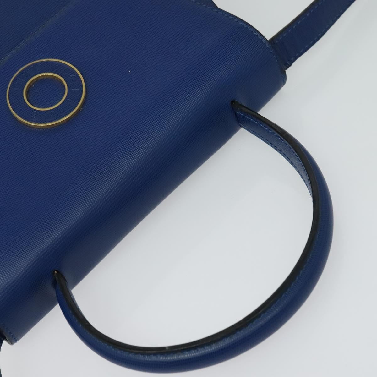 Celine Vintage Circle Logo Crossbody Bag Leather, BLUE, LEATHER, Crossbody bag