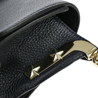 Valentino Garavani Vintage shoulder bag Leather, NAVY, LEATHER, Shoulder bag