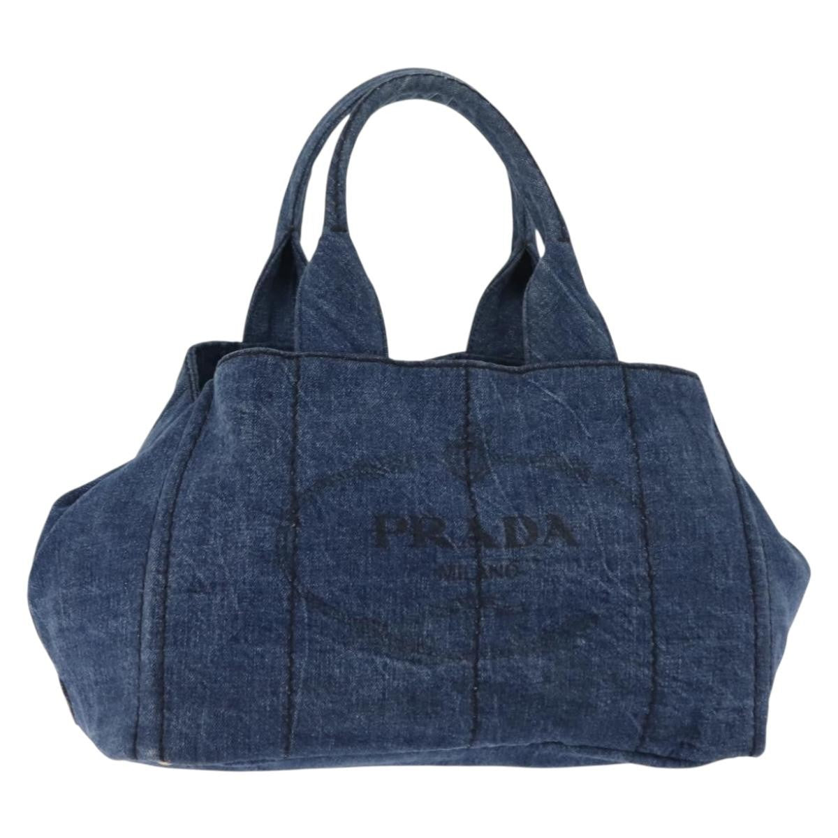 Prada Canapa Convertible Tote Denim, BLUE, DENIM_JEANS, Tote bag