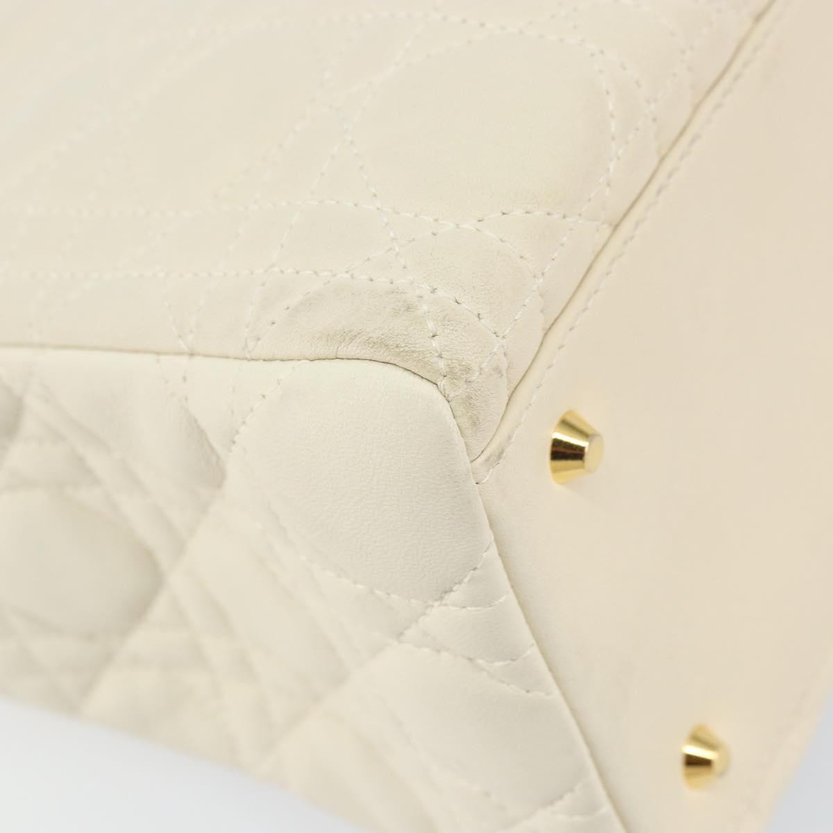 Christian Dior Vintage Lady Dior Bag Cannage Quilt Lambskin, WHITE, LEATHER, Handbag