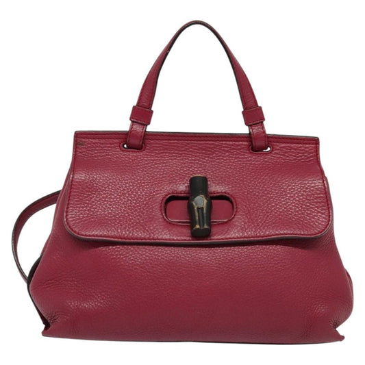Gucci Bamboo Daily Top Handle Bag Leather, PINK, LEATHER, Handbag