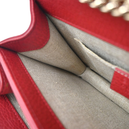 Gucci Interlocking Shoulder Bag Leather, RED, LEATHER, Shoulder bag