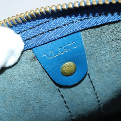 Louis Vuitton Keepall Bag Epi Leather, BLUE, LEATHER, Travel bag