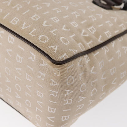 Bvlgari Logomania Handbag Canvas, Beige, Canvas, Handbag