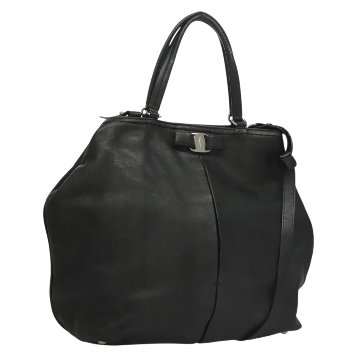 Salvatore Ferragamo Vara bow tote Leather, BLACK, LEATHER, Tote bag