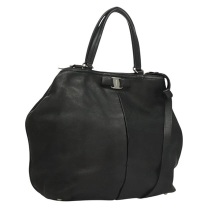 Salvatore Ferragamo Vara bow tote Leather, BLACK, LEATHER, Tote bag
