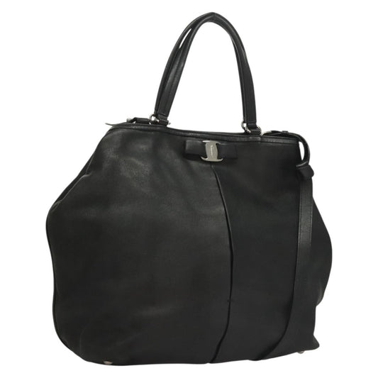 Salvatore Ferragamo Vara bow tote Leather, BLACK, LEATHER, Tote bag