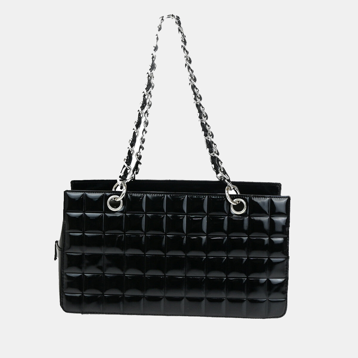 Chanel Chocolate Bar CC Zip Tote Quilted Patent, BLACK, PATENT_LEATHER, Shoulder bag