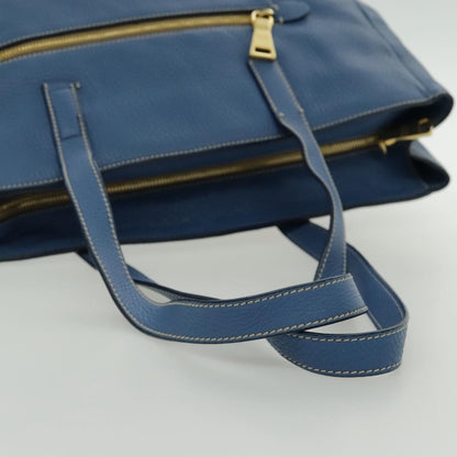 Prada Front Pocket Tote Vitello Daino, BLUE, LEATHER, Tote bag