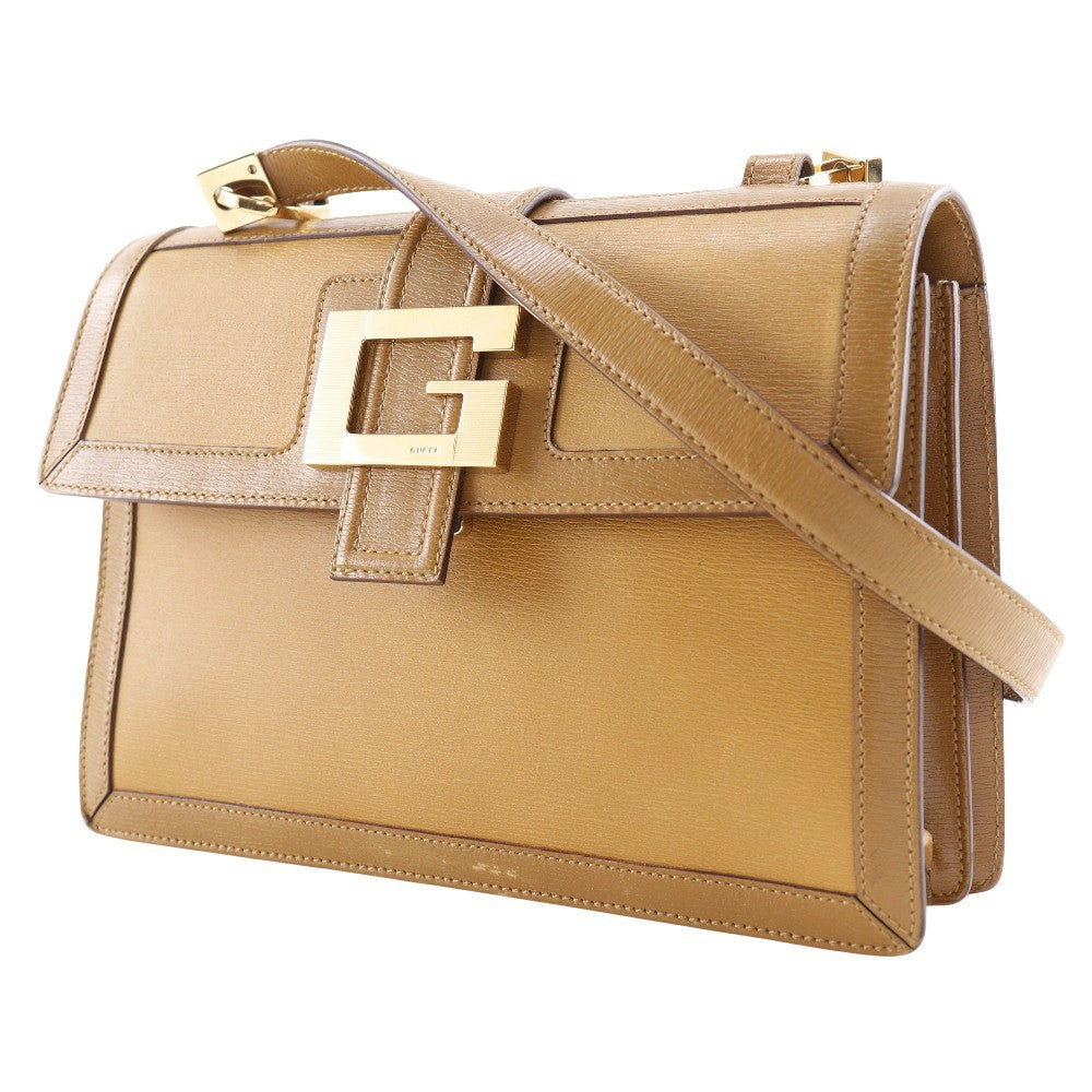 Gucci Interlocking G Buckle Messenger Bag Leather, BROWN, LEATHER, Shoulder bag