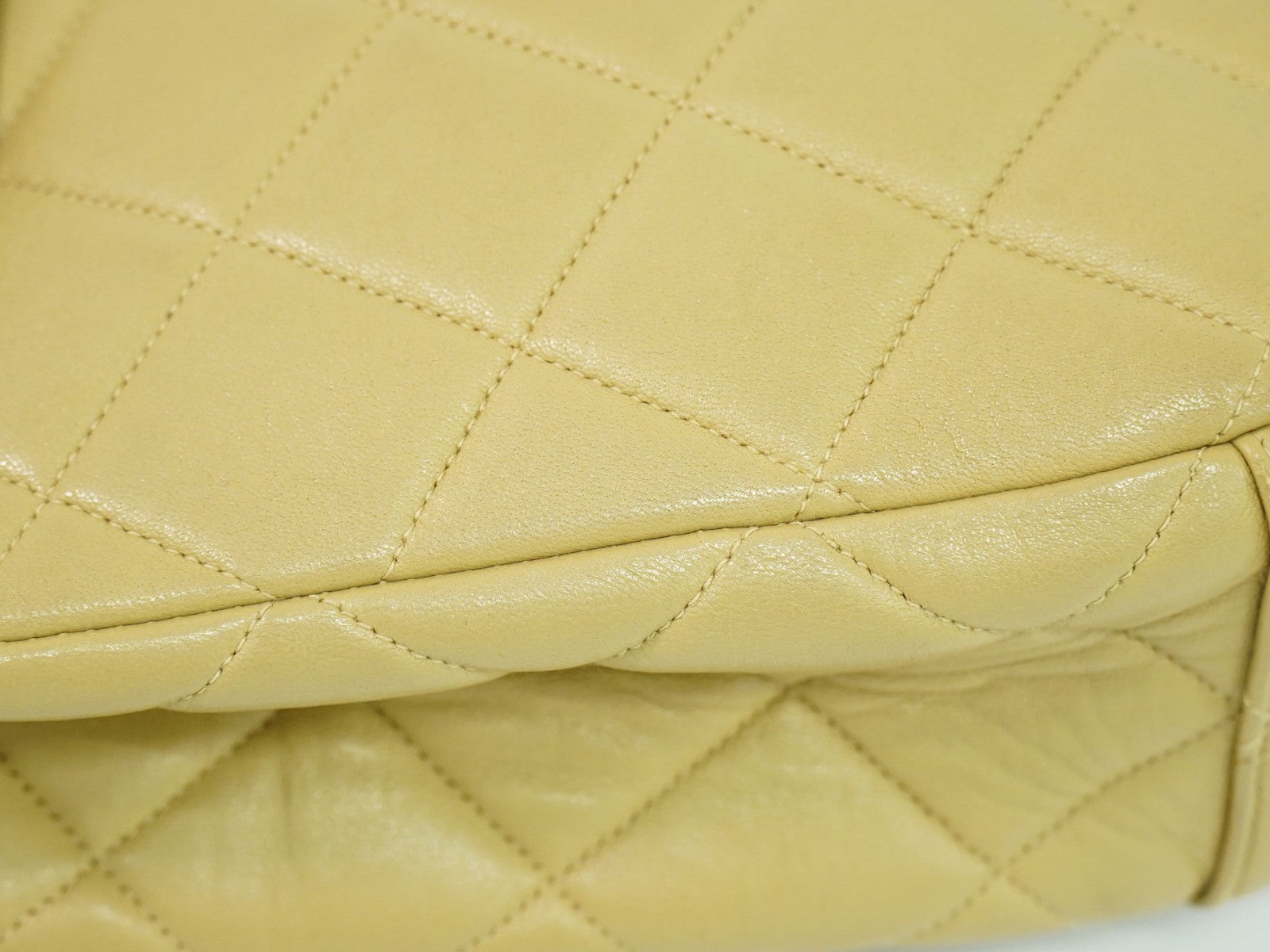 Chanel Vintage Tote Leather, BEIGE, LEATHER, Tote bag