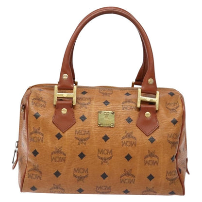MCM Visetos logogramme Handbag Canvas and Leather, BROWN, PVC, Handbag