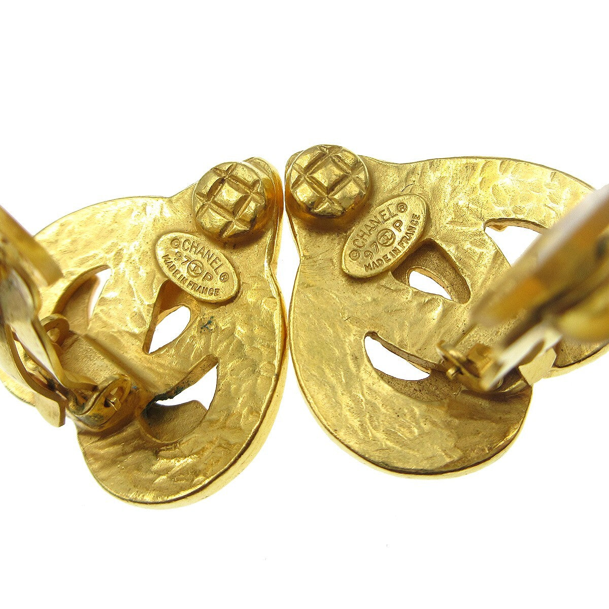 Chanel CC logo heart Gold-plated, GOLD, GOLD_PLATED, Earrings