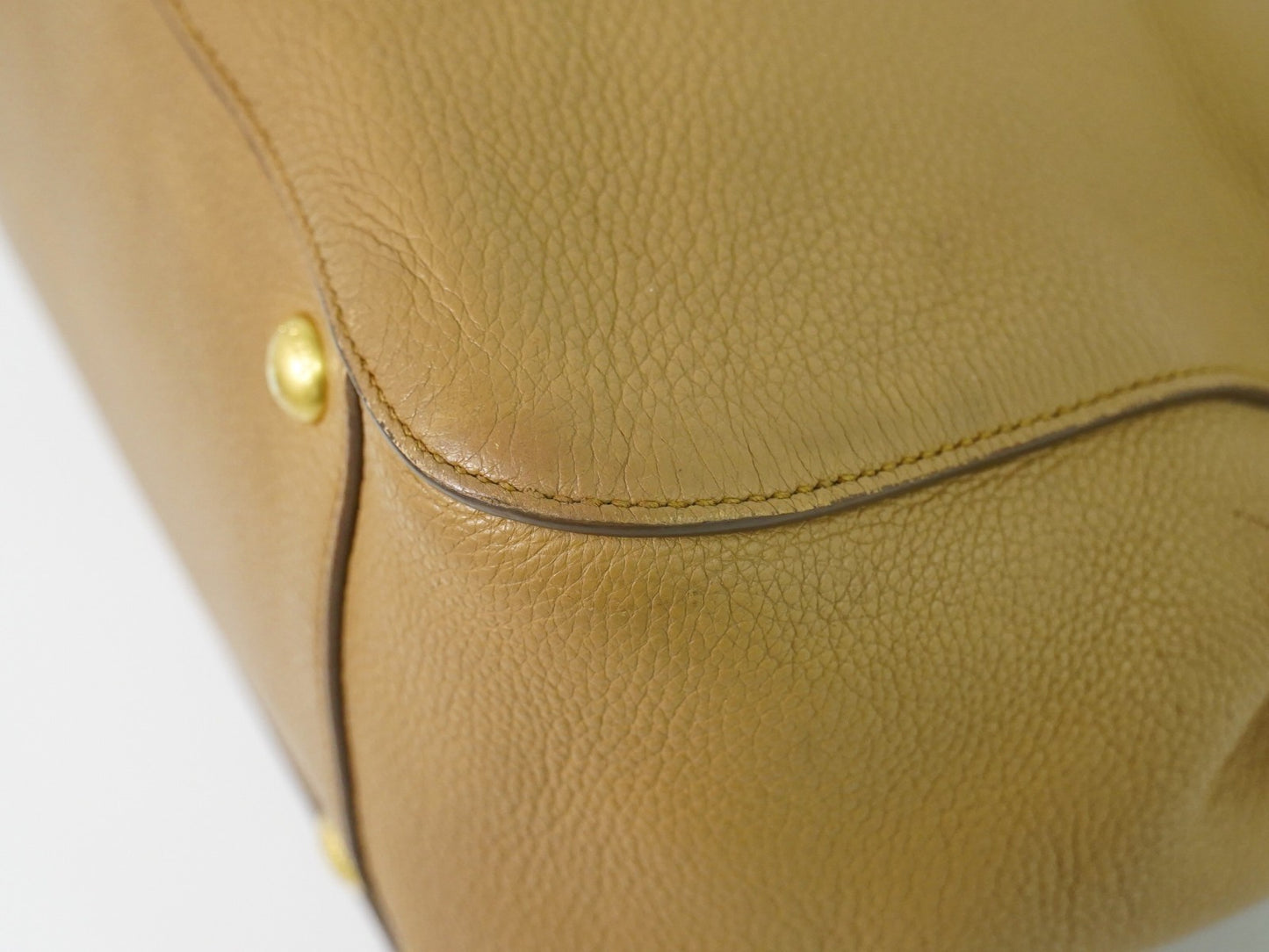 Prada Vintage Handbag Leather, BEIGE, LEATHER, Handbag