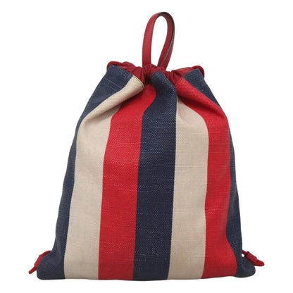 Gucci Logo Drawstring Backpack Striped Canvas, Multicolour, Canvas, Backpack