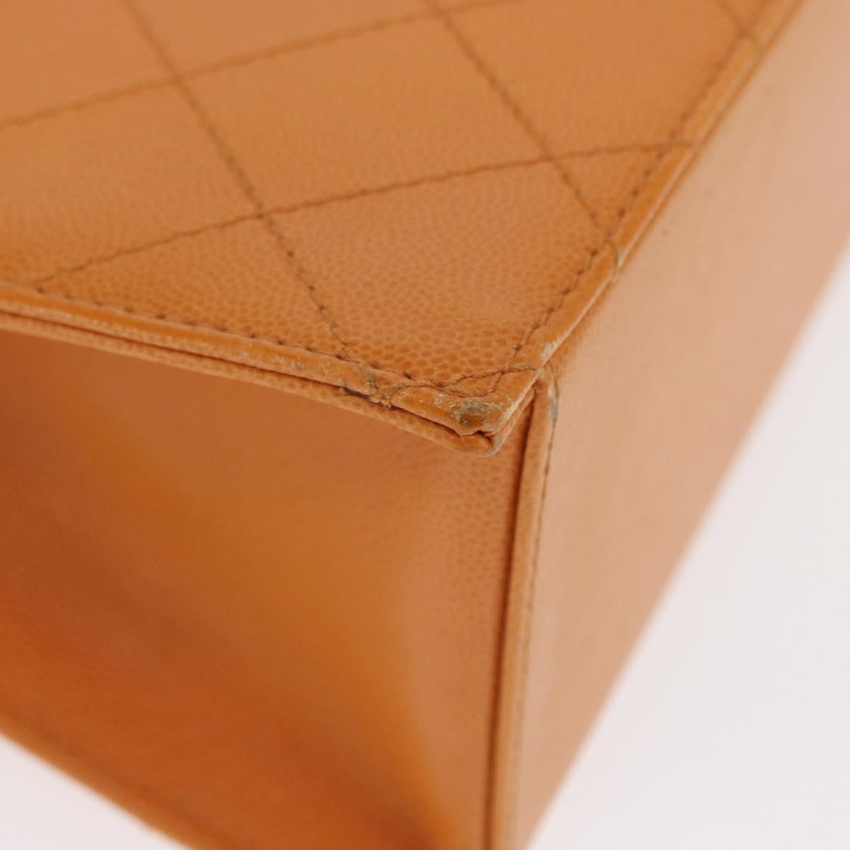 Chanel Vintage CC Flap Shoulder Bag Leather, ORANGE, LEATHER, Shoulder bag