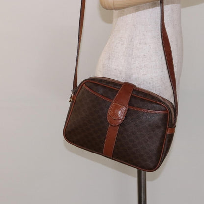 Celine Macadam Shoulder Bag PVC Leather, BROWN, CANVAS, Shoulder bag