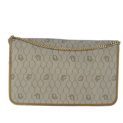 Christian Dior Vintage Honeycomb chain Canvas, BEIGE, CANVAS, Handbag