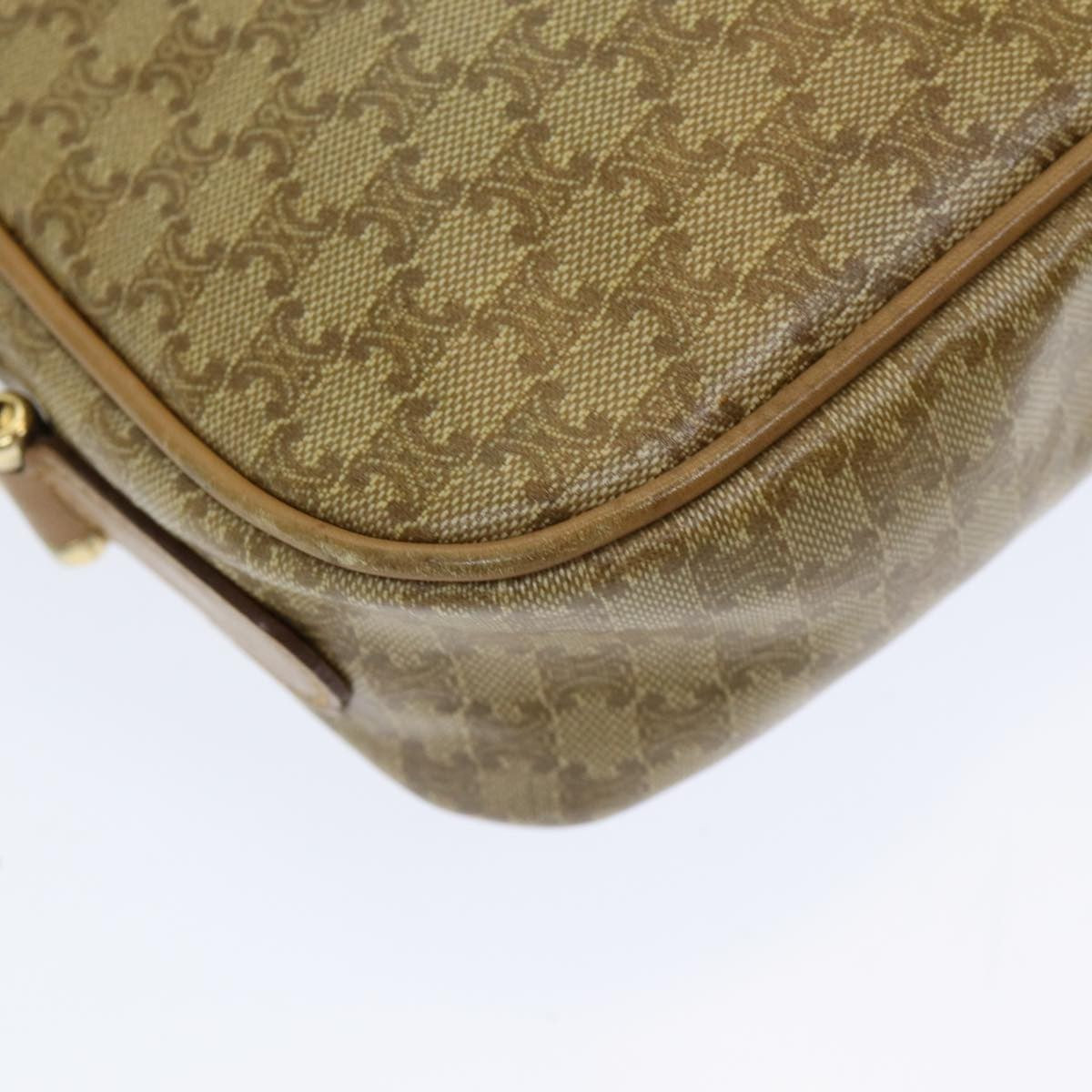 Celine Vintage Macadam Shoulder Bag Canvas and Leather, Beige, Canvas, Shoulder Bag