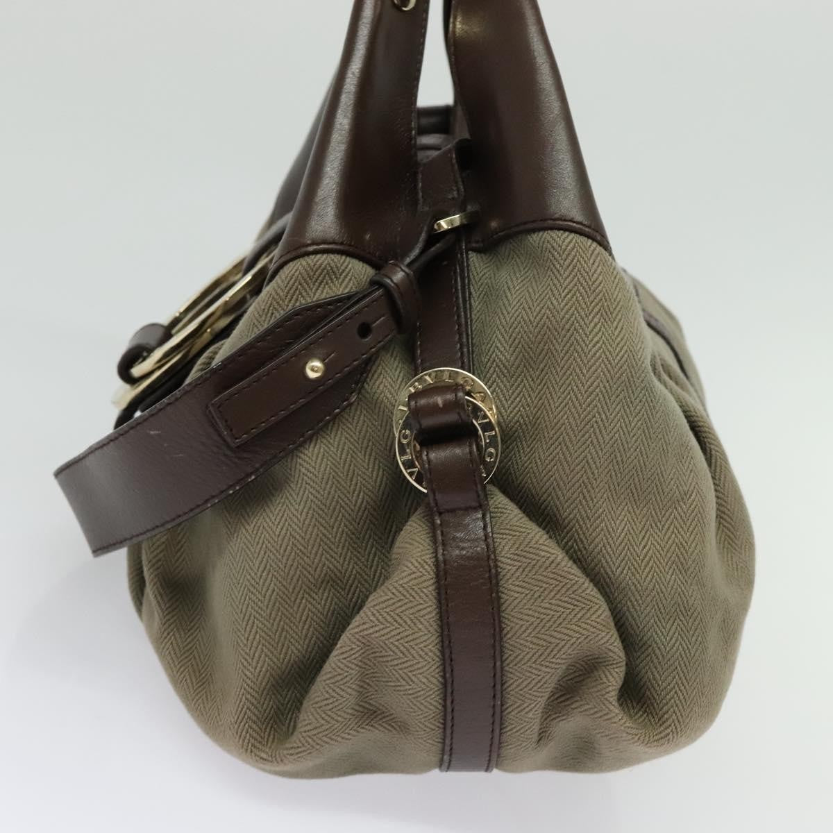 Bvlgari Chandra Hobo Canvas and Leather, BROWN, LEATHER, Handbag