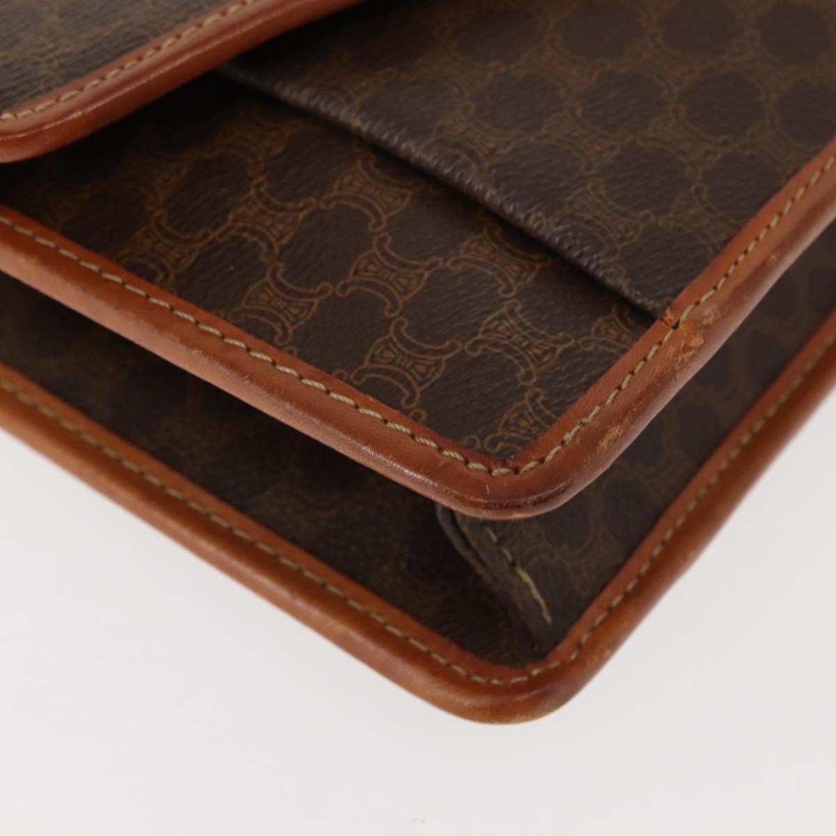 Celine Vintage Macadam Shoulder Bag Canvas and Leather, BROWN, CANVAS, Shoulder bag