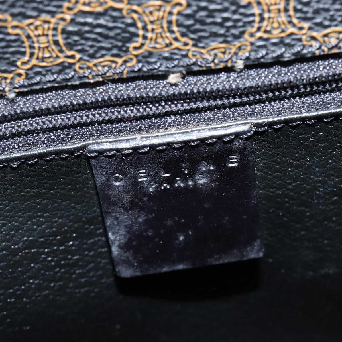 Celine Vintage Macadam Shoulder Bag Canvas and Leather, BLACK, CANVAS, Shoulder bag